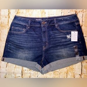 NWT SO Favorite High Rise Shortie Denim Distressed Cuffed Shorts  17